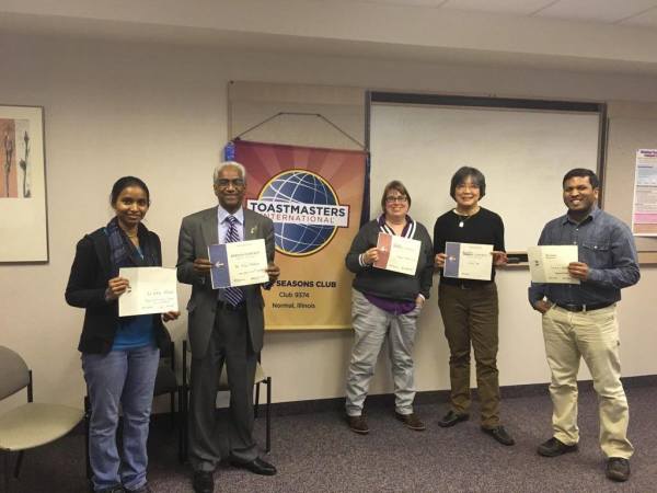 Four Seasons Toastmasters Club speech contest winners